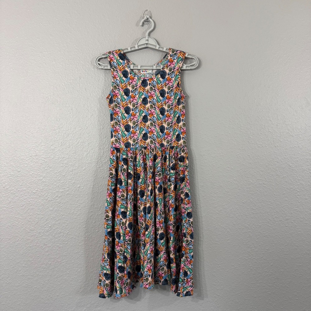 DotDotSmile Girl's Size 12/14 Multicolor Tropical Floral Empire Waist Dress